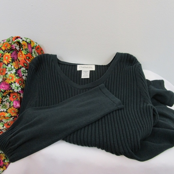 💐HP💐 VTG Sweater Black Ribbed Fit & Flair Style - Picture 2 of 7